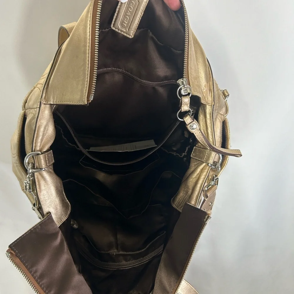 COACH gold oversized diaper bag. Gorgeous. Tons of pockets. Tons of options! - Picture 10 of 12